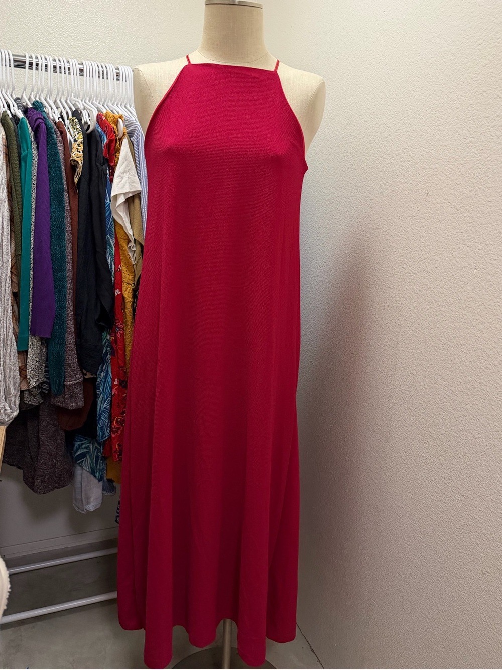 Classic Red Halter Maxi Dress